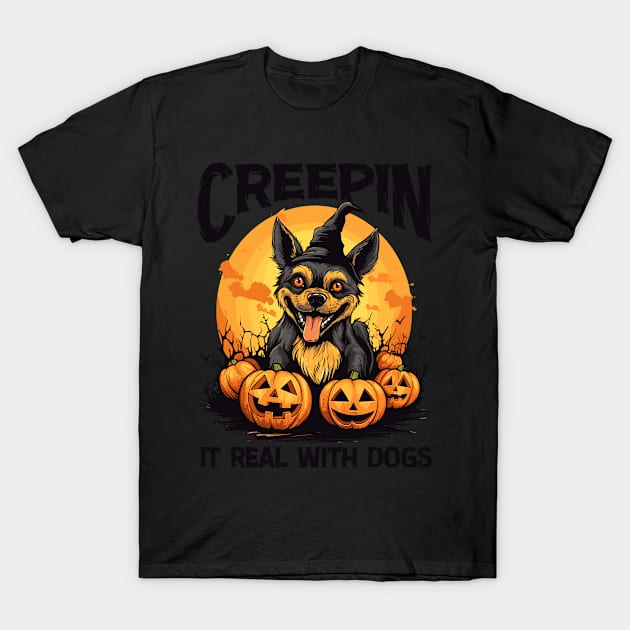 Creepin' It Real with Dog Witches T-Shirt by Rosemat